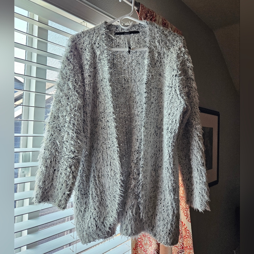 Kensie Fuzzy Gray Women's Cardigan